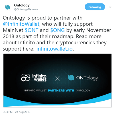 Ontology is proud to partner with InfinitoWallet