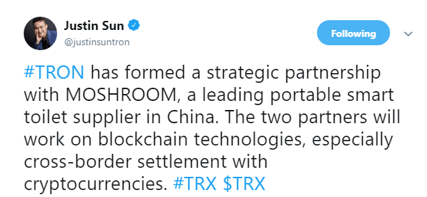 TRON partners with MOSHROOM