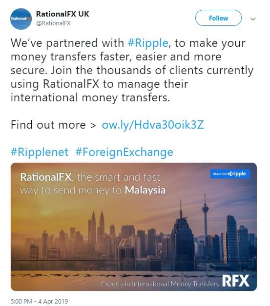 Ripple partners with RationalFX a UK based company