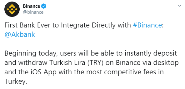 Akbank integrates directly with Binance